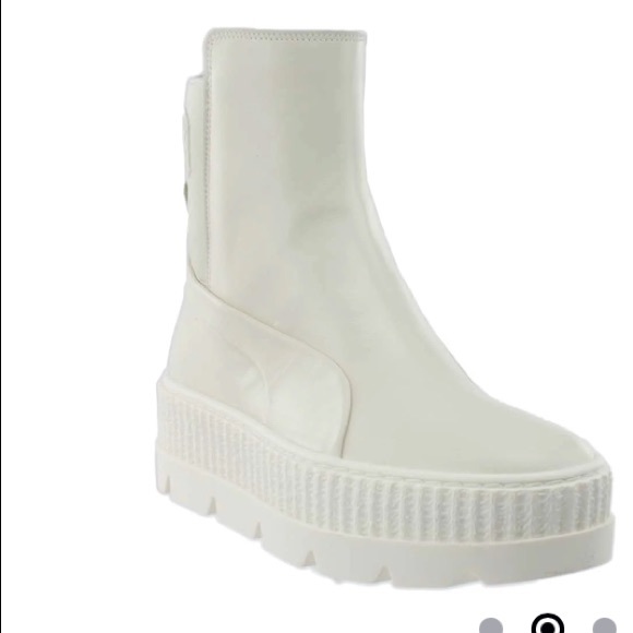 Puma Shoes - Fenty White Chelsea Platform Boots
